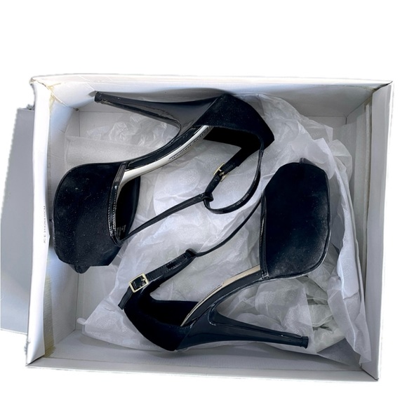 Steve Madden, platform heels, black suede, faux leather, formal, lightweight - Picture 4 of 5
